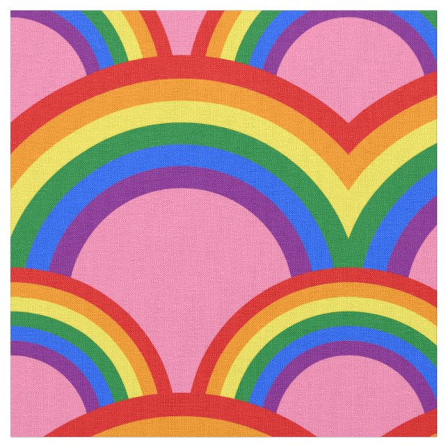 Seamless pattern with rainbows fabric (Close Up)
