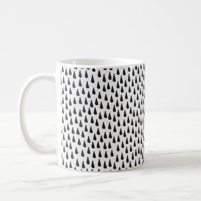 Seamless pattern with raindrops in black on cream  coffee mug (Left)