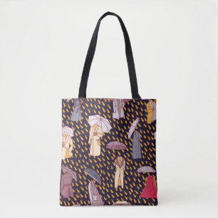 Seamless pattern with rainy weather. Invisible peo Tote Bag
