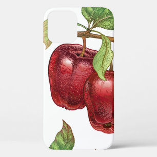Seamless pattern with red apples. Realistic vintag iPhone 12 Case