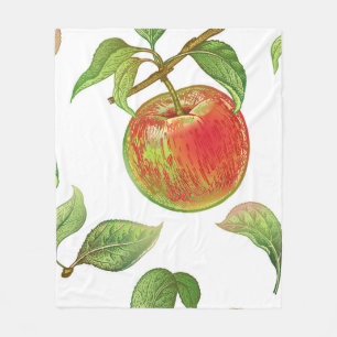 Seamless pattern with red apples. Realistic vintag Fleece Blanket