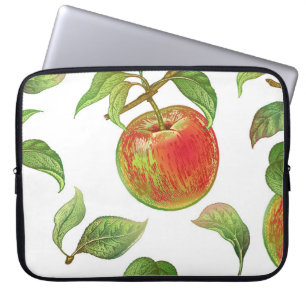 Seamless pattern with red apples. Realistic vintag Laptop Sleeve