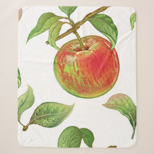 Seamless pattern with red apples. Realistic vintag Sherpa Blanket