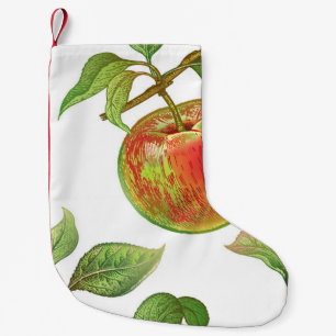 Seamless pattern with red apples. Realistic vintag Small Christmas Stocking