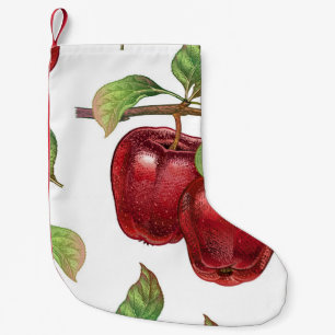 Seamless pattern with red apples. Realistic vintag Small Christmas Stocking