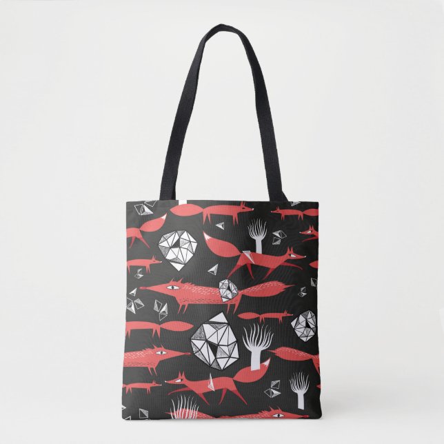 Seamless pattern with red foxes on a dark backgrou tote bag (Front)