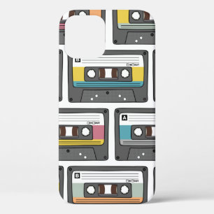 Seamless pattern with retro cassette tapes in dood iPhone 12 case