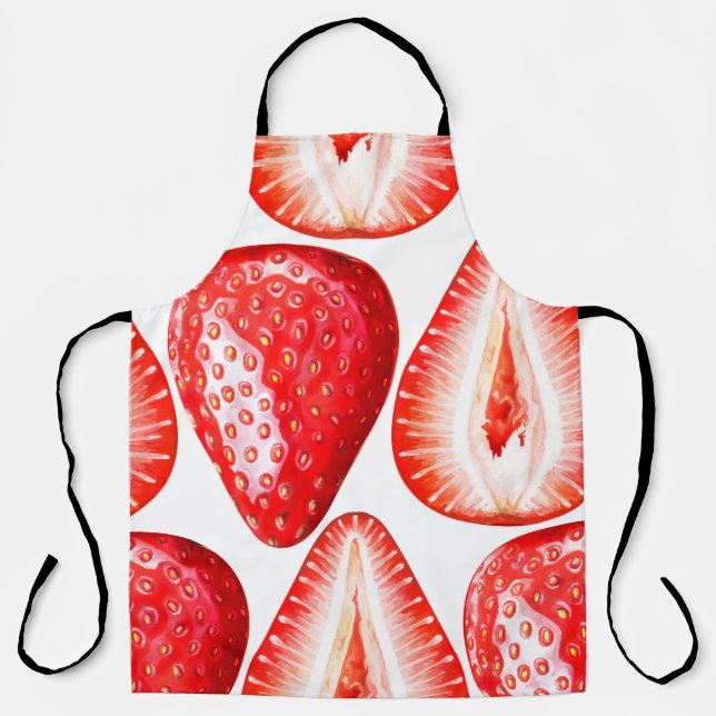Seamless pattern with ripe strawberries on white b apron (Front)