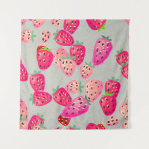 Seamless pattern with ripe strawberry. Hand drawn Tapestry