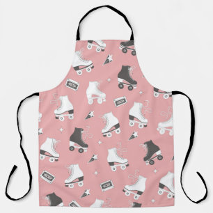 Seamless pattern with roller skates and cassette t apron