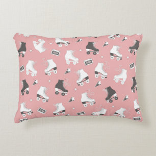 Seamless pattern with roller skates and cassette t decorative cushion