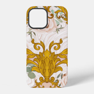 Seamless pattern with roses and baroque golden ele iPhone 12 case
