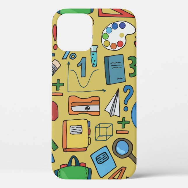 Seamless pattern with school supplies on a yellow  Case-Mate iPhone case (Back)