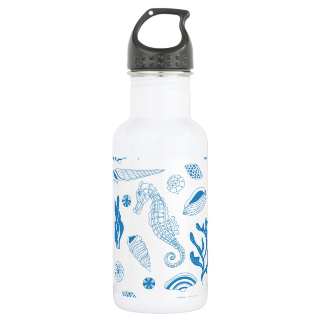 Seamless pattern with sea shells 532 ml water bottle (Front)