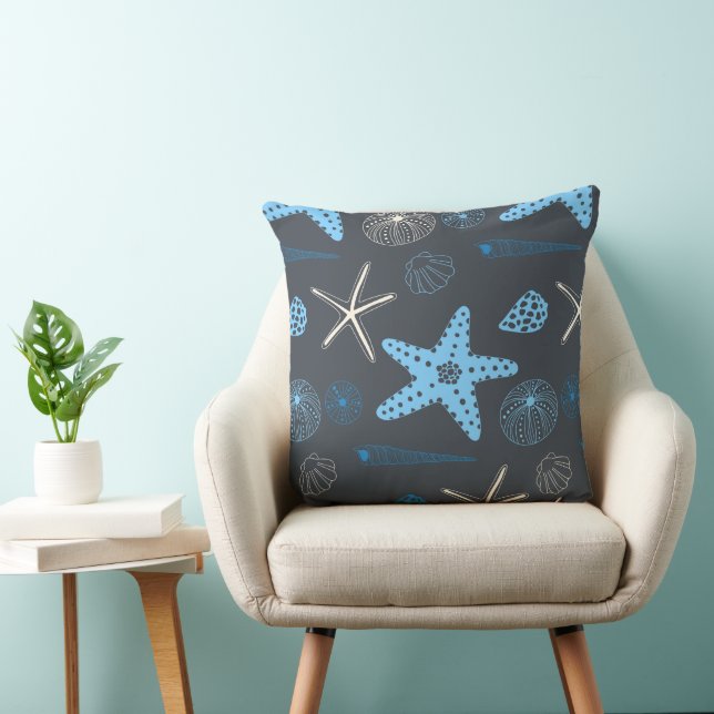 Seamless pattern with sea shells cushion (Chair)