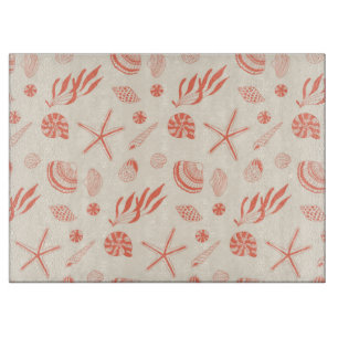 Seamless pattern with sea shells cutting board