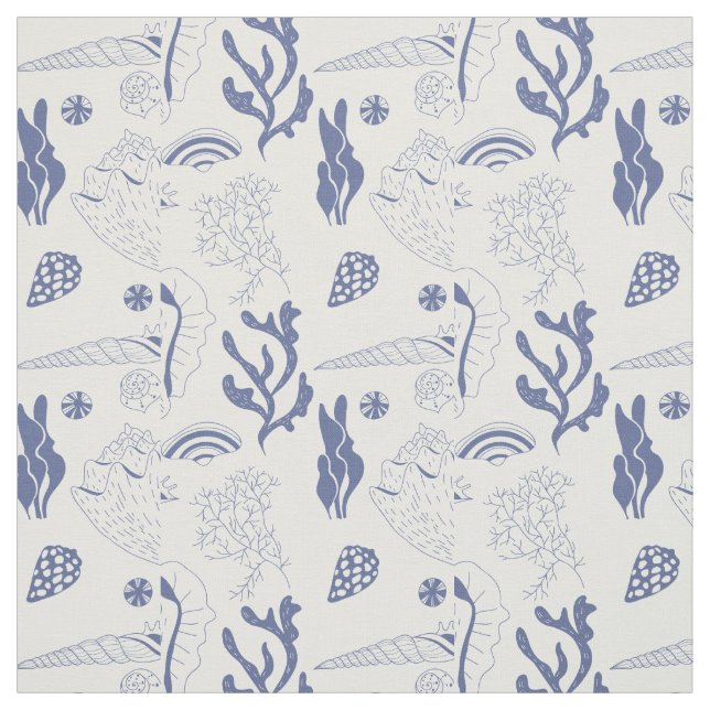 Seamless pattern with sea shells fabric (Swatch)