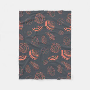 Seamless pattern with sea shells fleece blanket