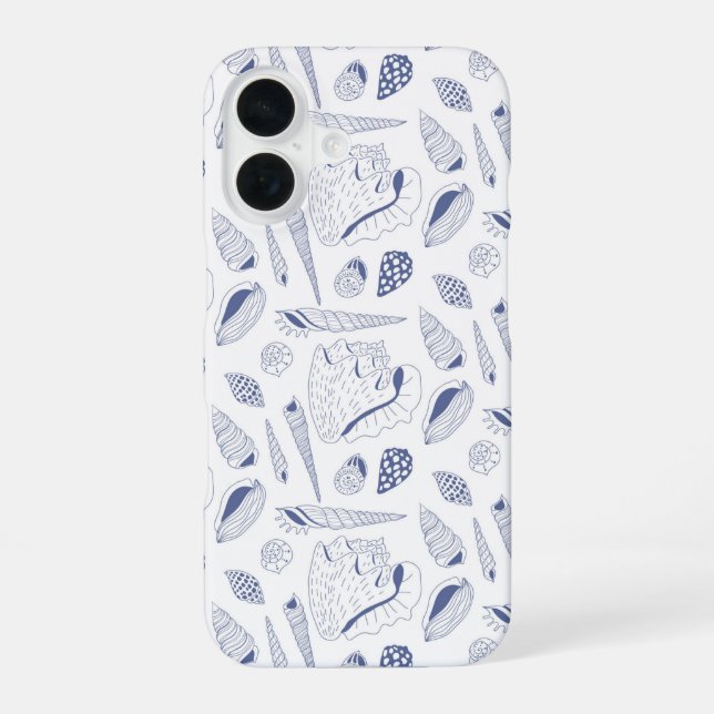Seamless pattern with sea shells iPhone 16 case (Back)
