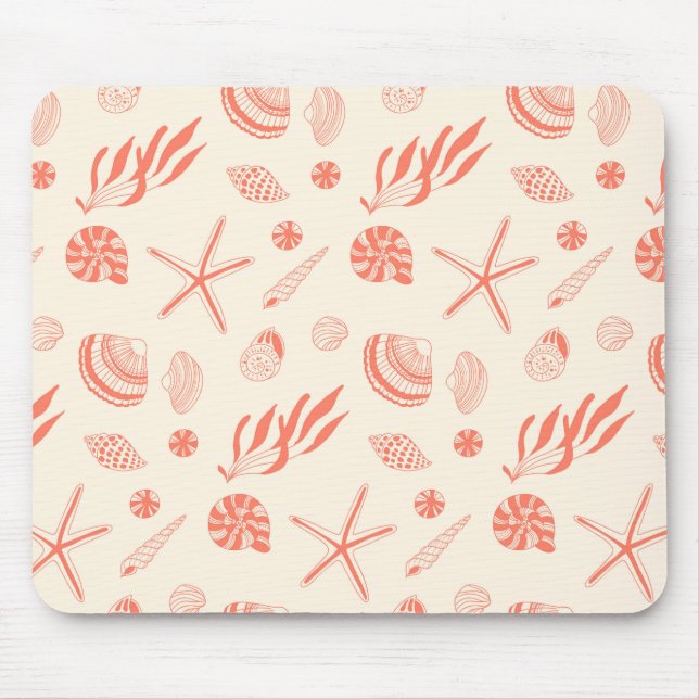 Seamless pattern with sea shells mouse mat (Front)