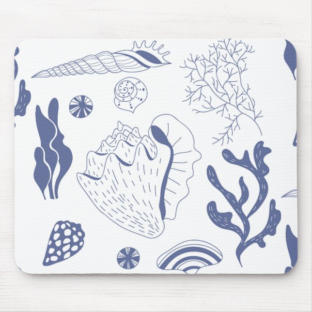 Seamless pattern with sea shells mouse mat (Front)