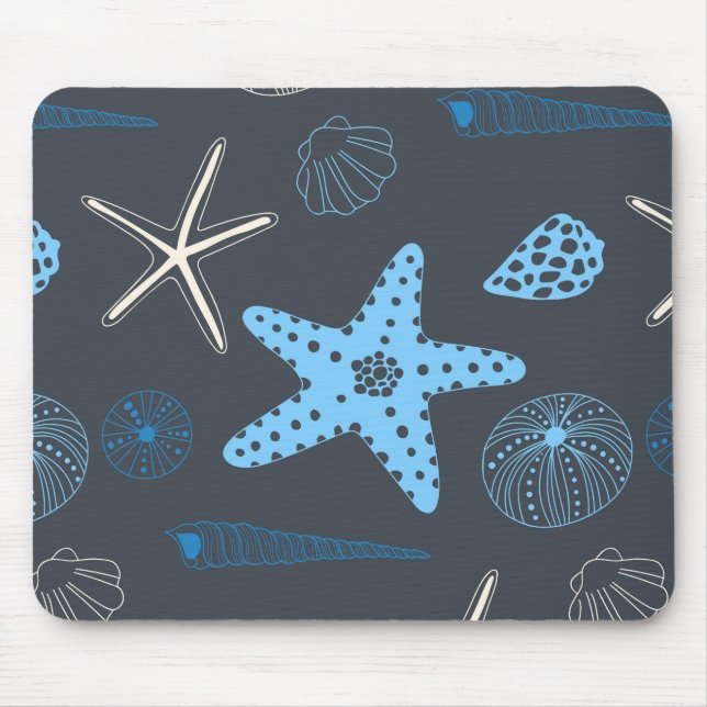 Seamless pattern with sea shells mouse mat (Front)