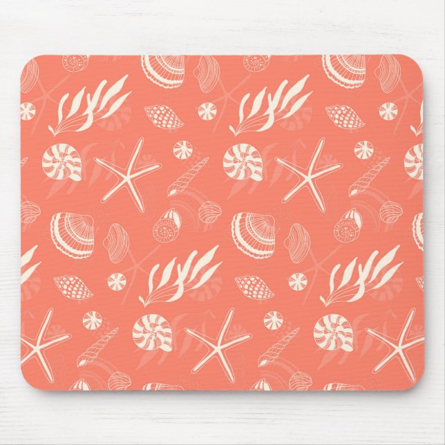 Seamless pattern with sea shells mouse mat (Front)