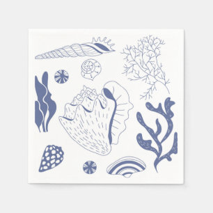Seamless pattern with sea shells napkin