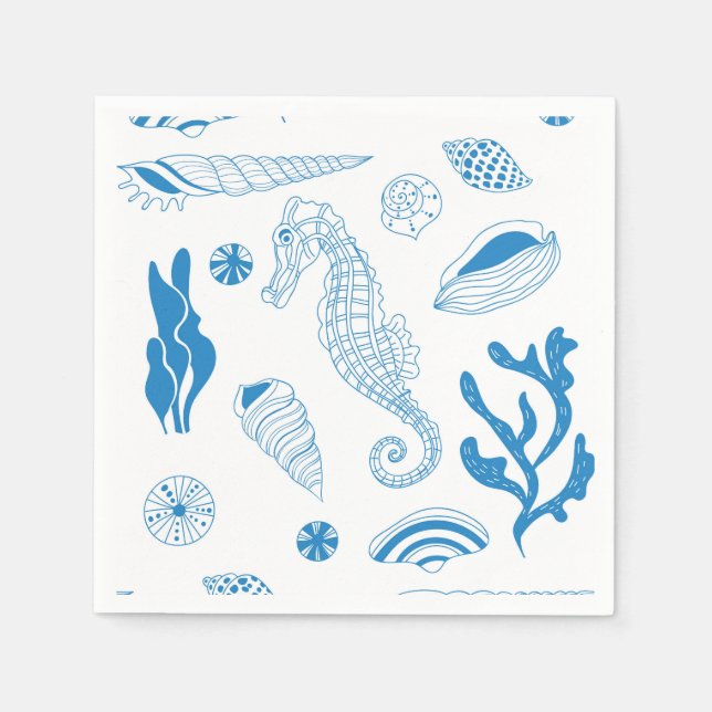 Seamless pattern with sea shells napkin (Front)