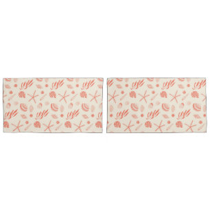 Seamless pattern with sea shells pillowcase
