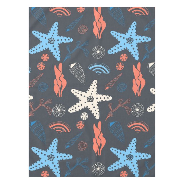 Seamless pattern with sea shells tablecloth (Front)