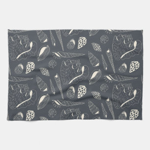 Seamless pattern with sea shells tea towel