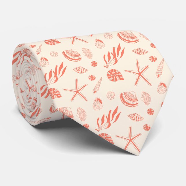 Seamless pattern with sea shells tie (Rolled)