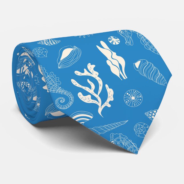 Seamless pattern with sea shells tie (Rolled)