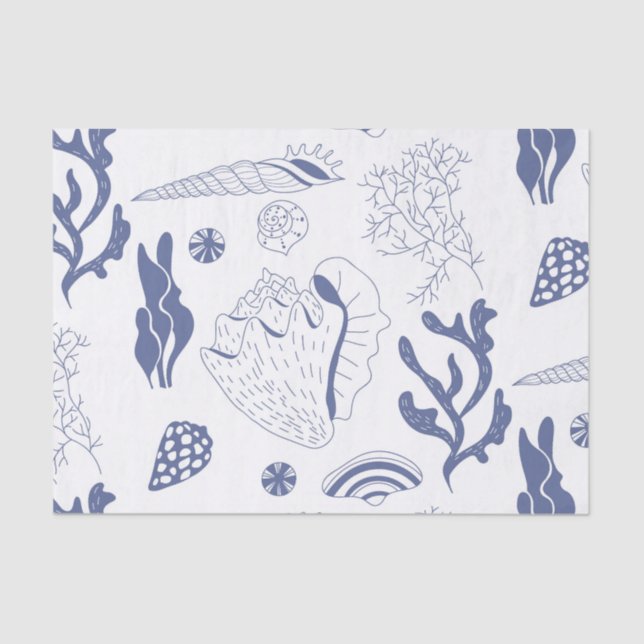 Seamless pattern with sea shells tissue paper (Front)