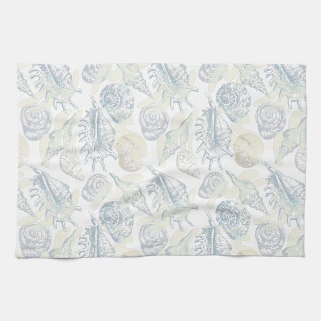 Seamless pattern with seashells bath towel (Horizontal)