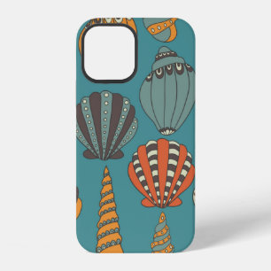 Seamless pattern with seashells, hand drawn icons  iPhone 12 case