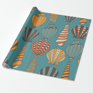 Seamless pattern with seashells, hand drawn icons  wrapping paper