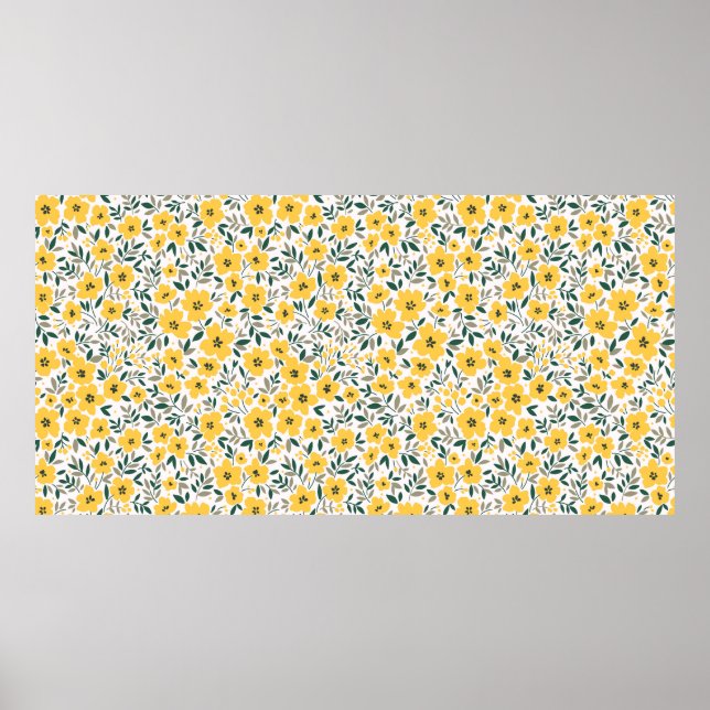 Seamless pattern with small yellow flowers poster (Front)