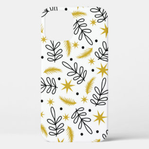 Seamless pattern with snowflakes and fir branches. iPhone 12 case