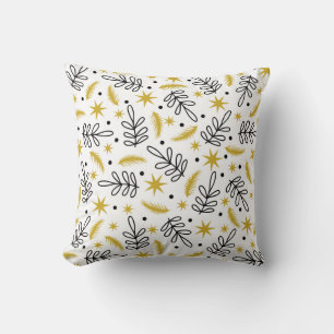 Seamless pattern with snowflakes and fir branches. cushion