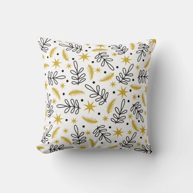 Seamless pattern with snowflakes and fir branches. cushion (Front)