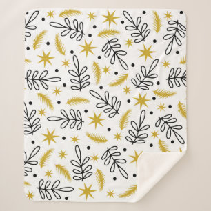 Seamless pattern with snowflakes and fir branches. sherpa blanket