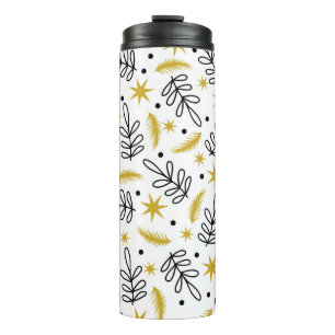 Seamless pattern with snowflakes and fir branches. thermal tumbler