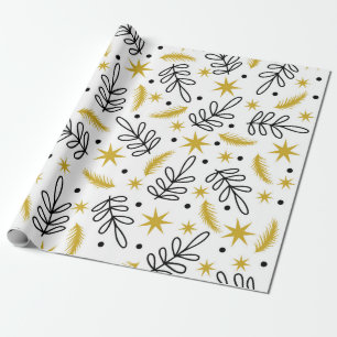Seamless pattern with snowflakes and fir branches. wrapping paper