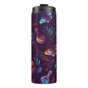 Seamless pattern with space butterfly, crystals, h thermal tumbler