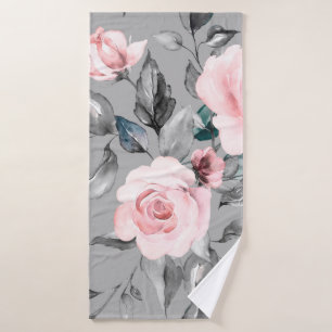 Seamless pattern with spring flowers and leaves. H Bath Towel