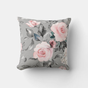 Seamless pattern with spring flowers and leaves. H Cushion