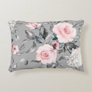 Seamless pattern with spring flowers and leaves. H Decorative Cushion