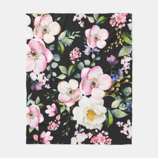 Seamless pattern with spring flowers and leaves. H Fleece Blanket